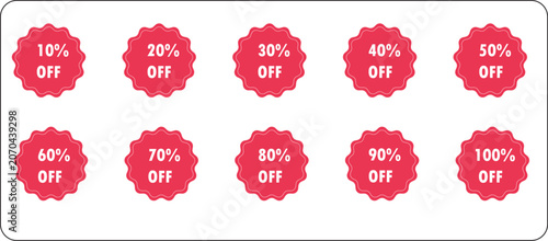 Vector set of retail sale tags, discount percentage badges, and promotional offer labels
