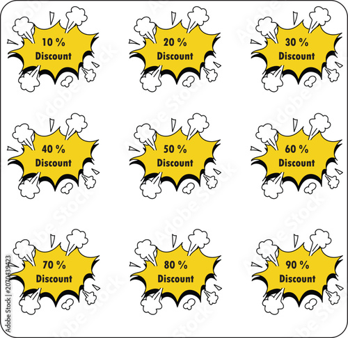 Vector set of retail sale tags, discount percentage badges, and promotional offer labels