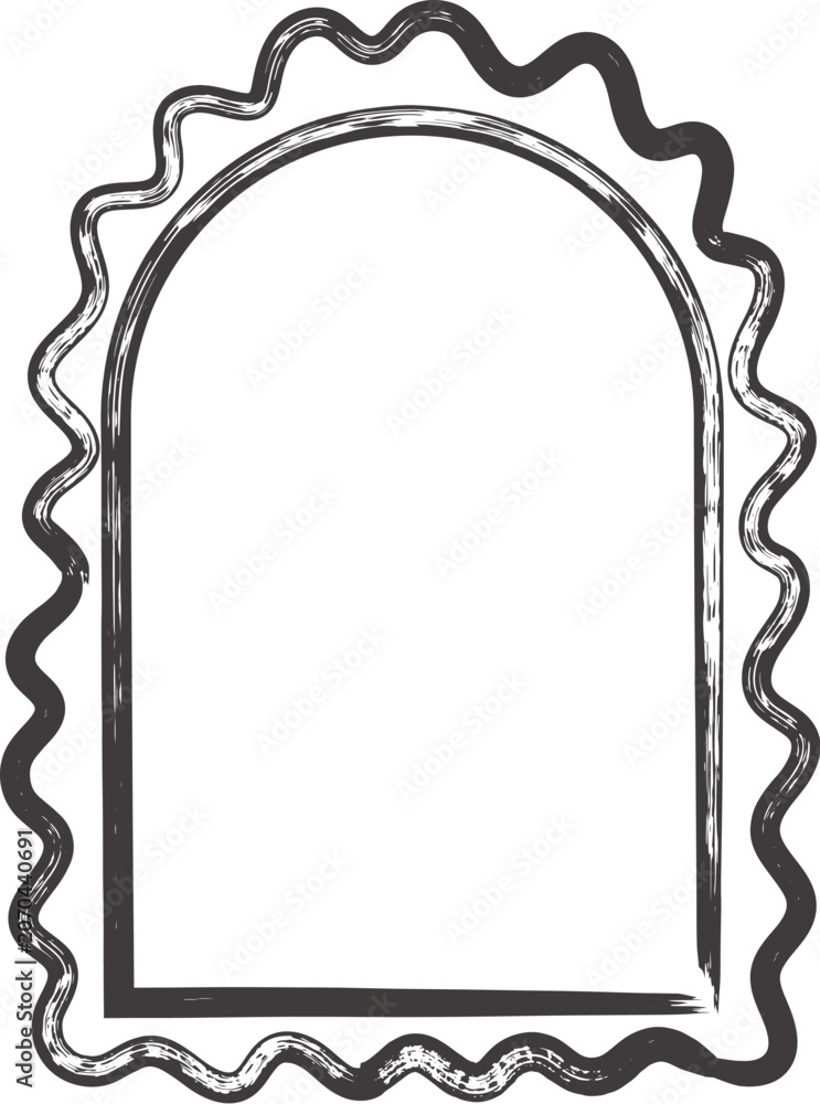 Fototapeta premium Frame With Wavy Border Line Art