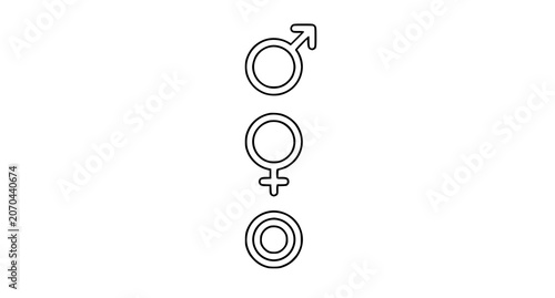 Tableau sur toile Gender symbols illustration male female and intersex signs