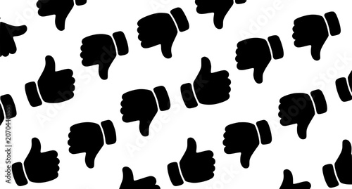 Fotografia Thumbs up and down icons pattern approval and disapproval concept