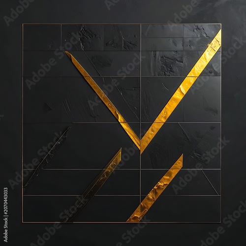 Golden Checkmark on Dark Background.
