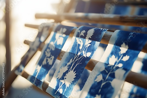 Cyanotype Botanical Prints Drying on Rack Studio