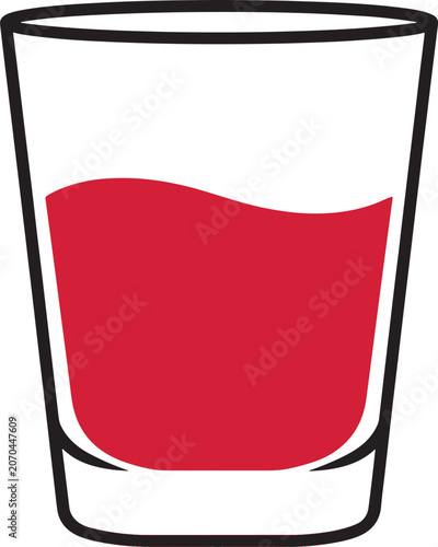 Outline Shot Glass with Red Liquid - Simple Beverage Icon Illustration