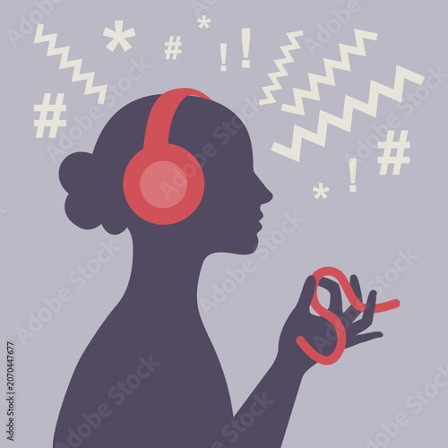 Noise sensitivity and coping skills, wearing headphones and using fidget toy to regulate sensory overstimulation.