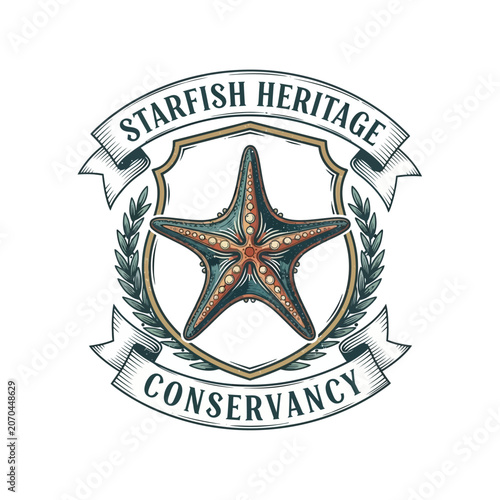 Photography Starfish crest for marine life conservation organizations.