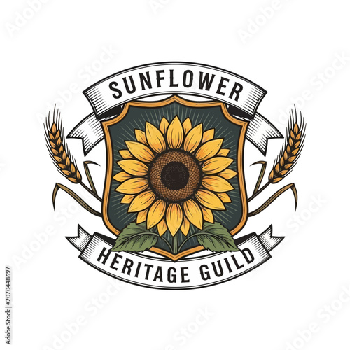 Obraz na plátne Sunflower heritage guild floral emblem.