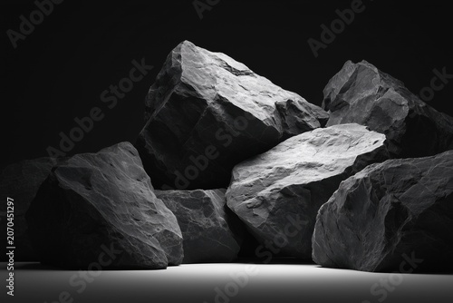 Large Rocks in a Pile, Lit from Above