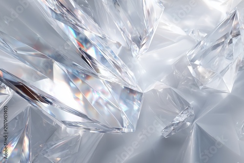 A close-up view of multiple diamonds with many facets reflecting light.