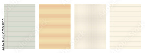 Tableau sur toile Vintage aesthetic lined and grid notebook paper texture collection, retro school