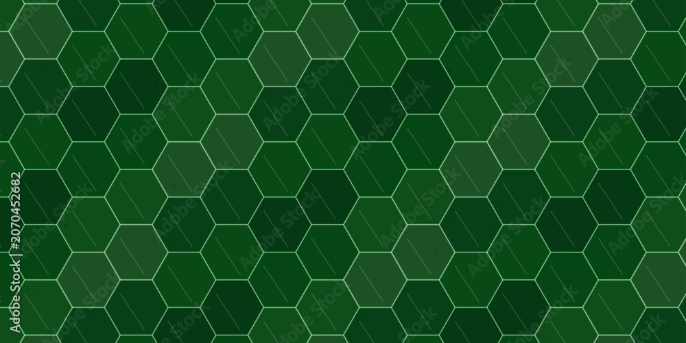 Obraz premium Hexagonal green tile pattern seamless background Vector, illustration