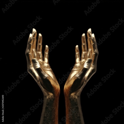 Golden Hands Reaching Up