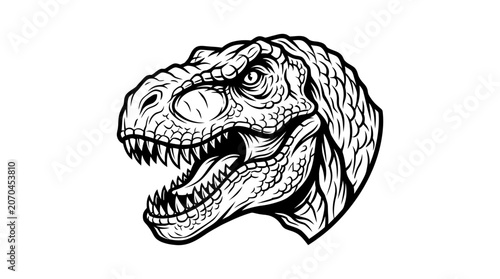 Detailed illustration of a Tyrannosaurus Rex head roaring.