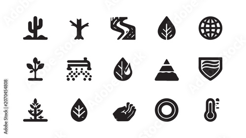 Minimalist Sustainable Farming and Forestry Vector Icons