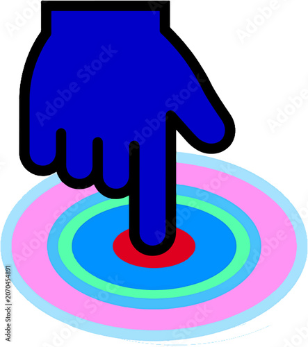 Blue Hand Touching Pink and Blue Target Bullseye - Digital Selection Concept