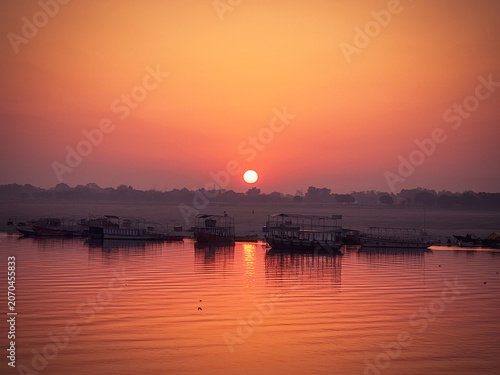 sunset over the river varanasi