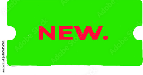 Green New Product Ticket Badge with Red Text - Fresh Arrival Announcement