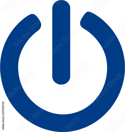 Blue Power Button Icon - Start Shutdown Switch Symbol for Digital Interface