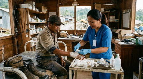 A dedicated nurse providing medical treatment to a patient in a rural health clinic.