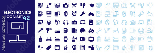 Modern electronics and digital devices vector collection featuring clean flat and outline icon set.