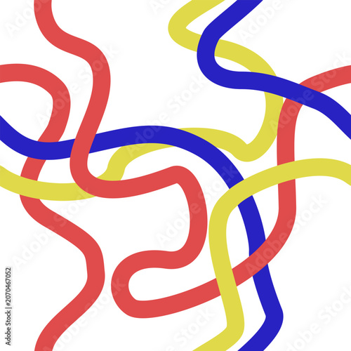 intertwined red blue and yellow line seamless pattern