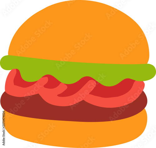 Hamburger fast food sandwich with lettuce and ketchup