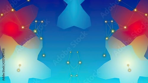 Fotografie Abstract digital network with colorful glowing points and lines