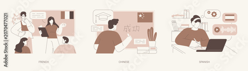 Fotografía Foreign languages and linguistics isolated cartoon vector illustrations se