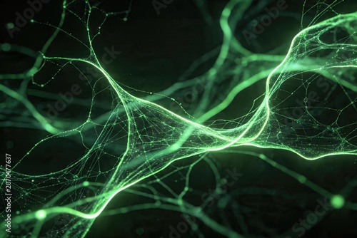Green Neon Lightning Plasma Dark Abstract Energy Background