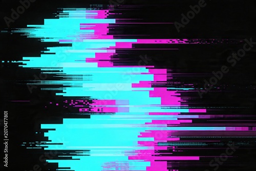 Teal Pink Neon Glitch Wave Lines Dark Abstract Background