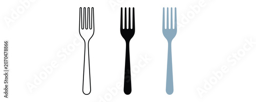 Bild auf Leinwand Dining table fork utensil cutlery icon set with tableware silverware flatware