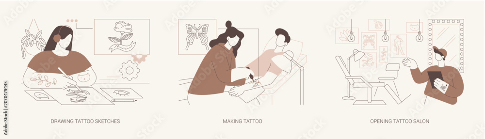 Obraz premium Tattoo master isolated cartoon vector illustrations se