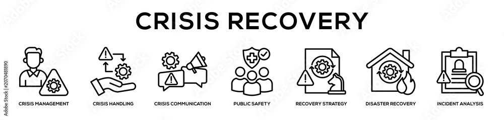 Obraz premium Crisis Recovery web banner icon illustration concept