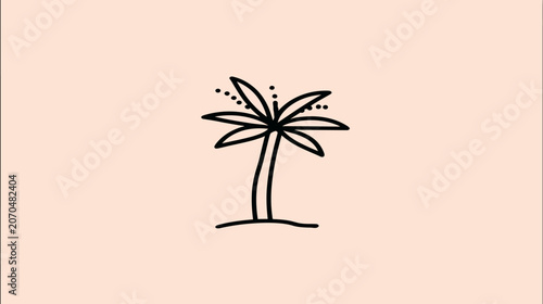 Minimalist palm tree illustration on soft peach background for versatile use