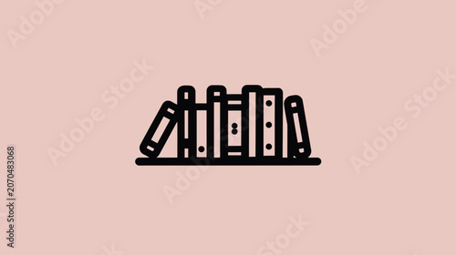 Row of illustrated books against a soft pink background for education