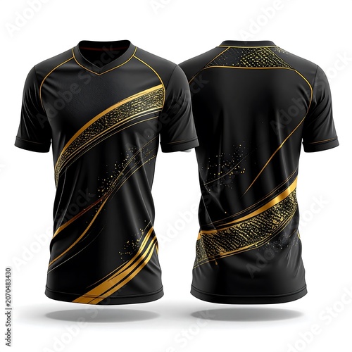 Black hoodie with gold stripes front and back.