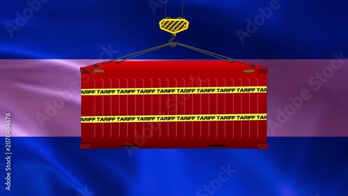 Red Shipping Container Under Crane