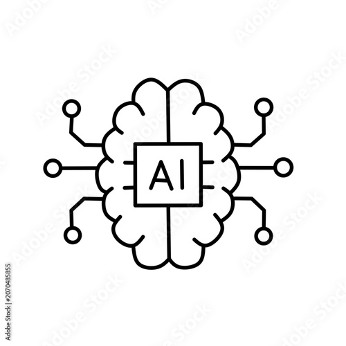 Outline AI Brain Circuit Icon Artificial Intelligence Technology