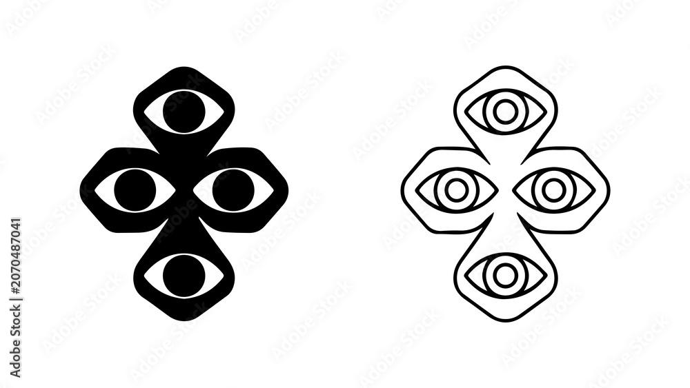 Fotografie Abstract Eye Symbol Cross Design Vector Set