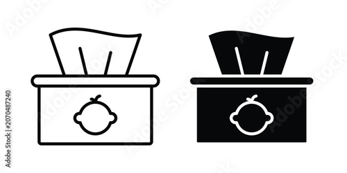 Cuadro en lienzo wet tissue wipes icon outline drawing and clipart version