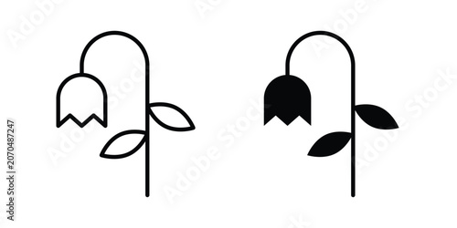 Tableau sur toile Wilted flower icon outline drawing and clipart version