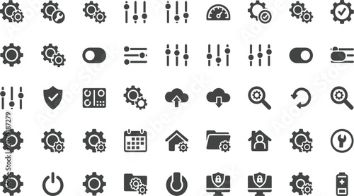 Obraz na plátně Settings, icon, set, isolated, on, white, background, vector, symbols, for, web,