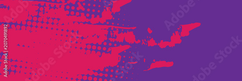 pink and purple backdrop with dot halftone pattern element. Abstract brush grunge background. retro comic concept for your graphic design, banner or poster.