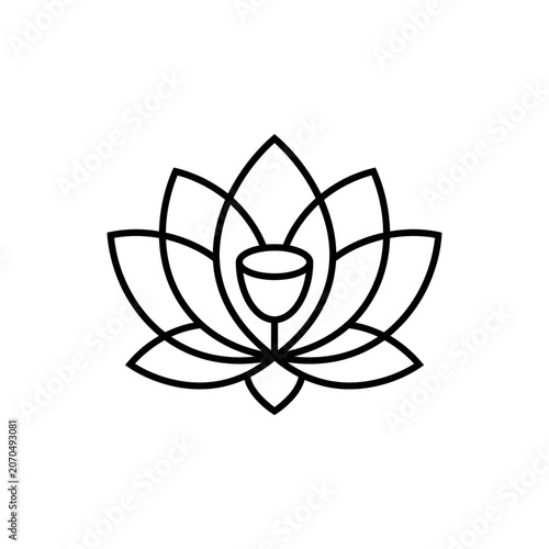 Lotus flower line art logo with central bud