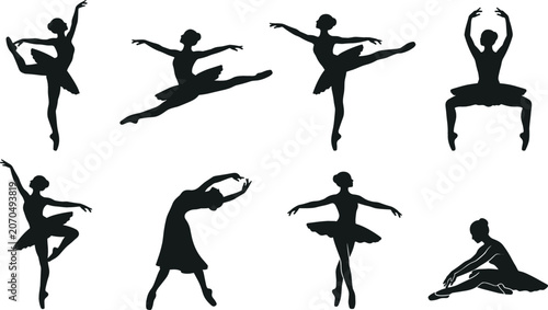 Fotografía Ballerina Silhouette Vector Collection with Elegant Ballet Dancers in Graceful L