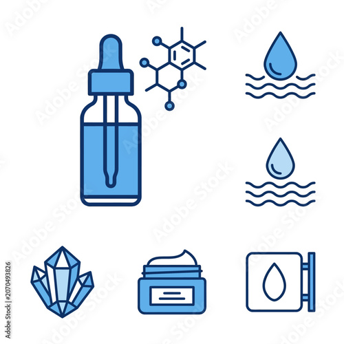 Medical and beauty serum icon set.