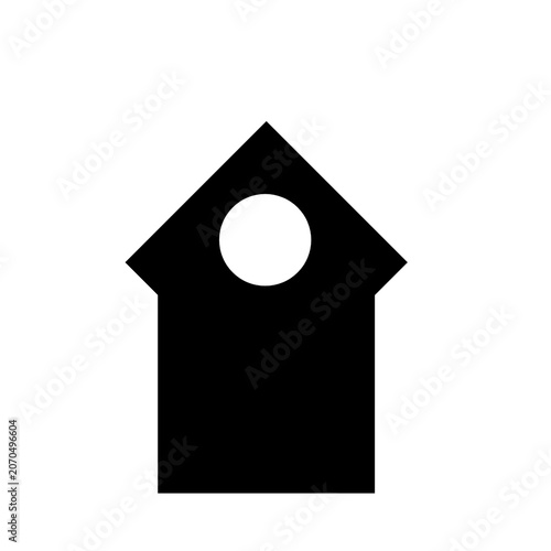 Birdhouse Icon Flat Black Silhouette with Round Hole Vector Illustration