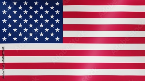 Detailed 3D illustration of the United States flag waving with realistic fabric movement and full frame.