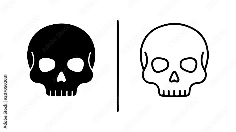 Obraz premium Minimalist Human Skull Icons In Black And White
