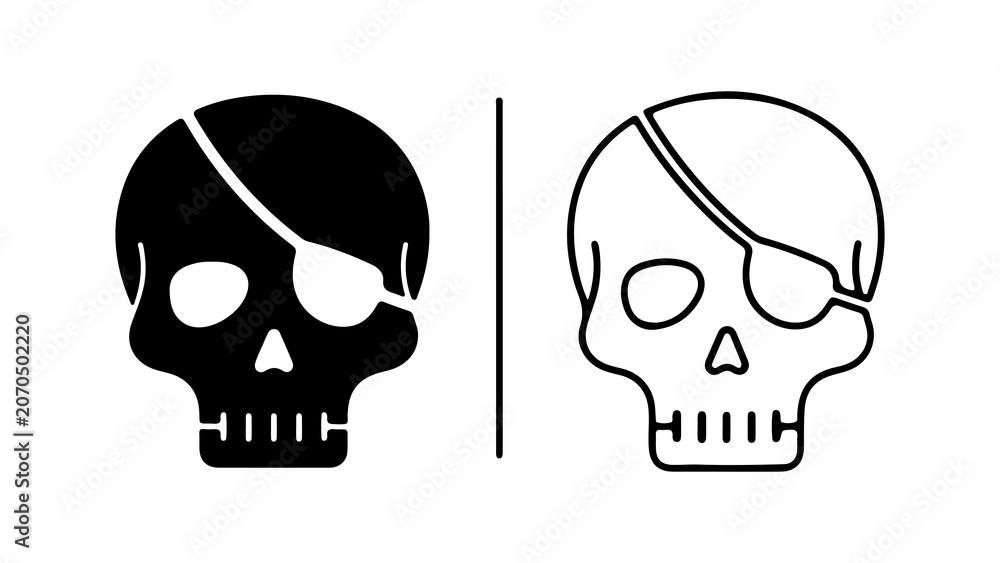Obraz premium Pirate Skull Icon Set With Eye Patch